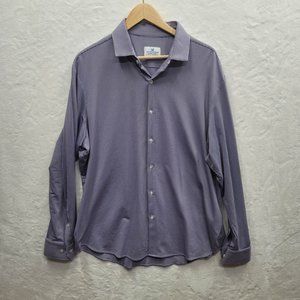Mizzen + Main Standard Fit Shirt Mens XL Purple Plaid Long Sleeve Button Front
